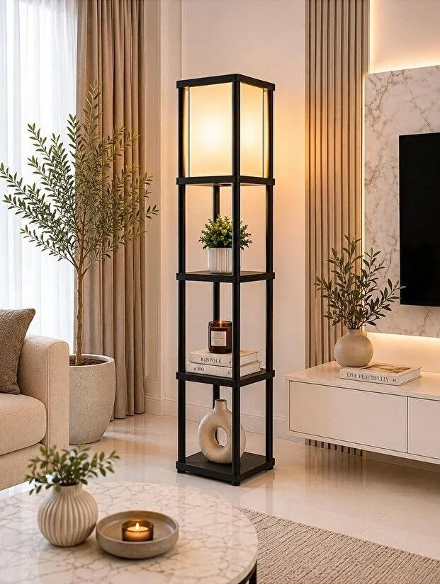 Opviq Podna lampa, Crna