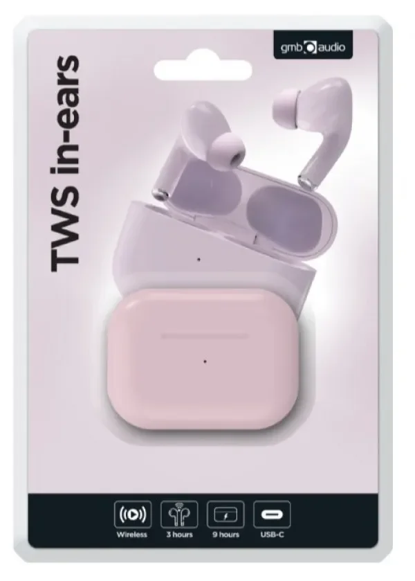 Gembird Slušalice TWS-03-P,  Bluetooth V5.0, TWS, Roze