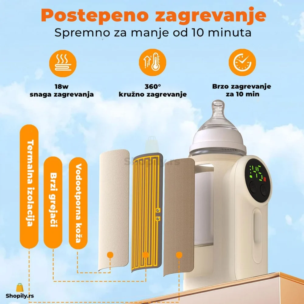 Bežični grejač za flašice - prenosivi model sa baterijom
