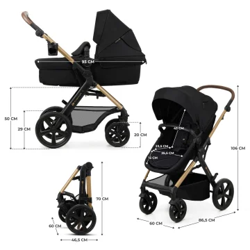 Kinderkraft Kolica za bebe 3u1 Moov 2, Crna