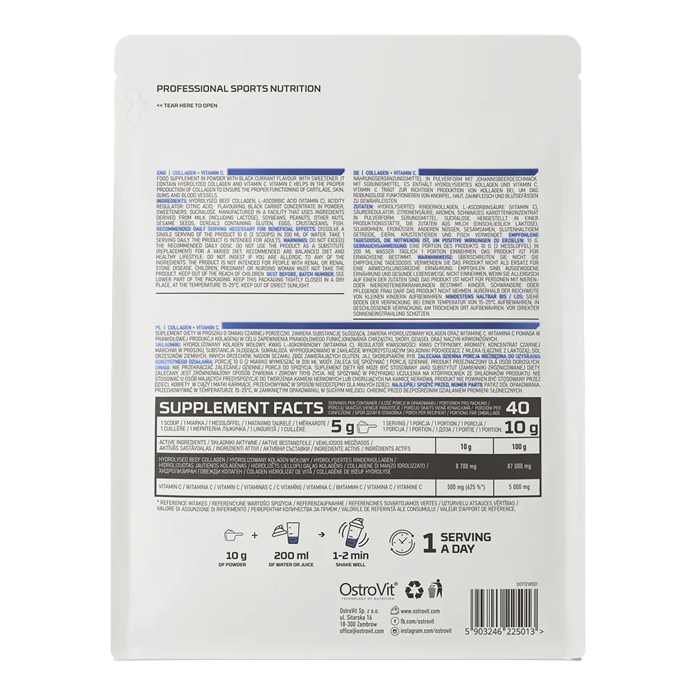 OstroVit Kolagen + Vitamin C, Crna ribizla, 400 g