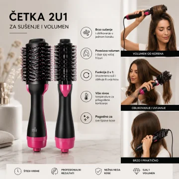 Četka za sušenje i volumen kose 2 u 1 STYLOOM, 1000 W