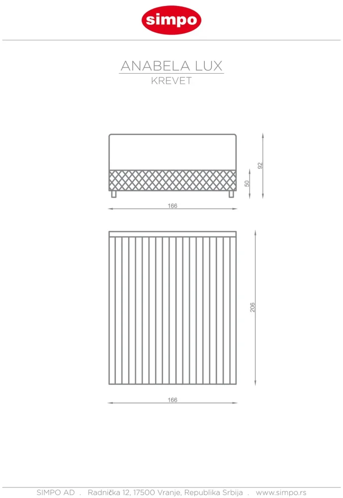 SIMPO krevet Anabela Lux 160 x 200 cmfix, Plavi