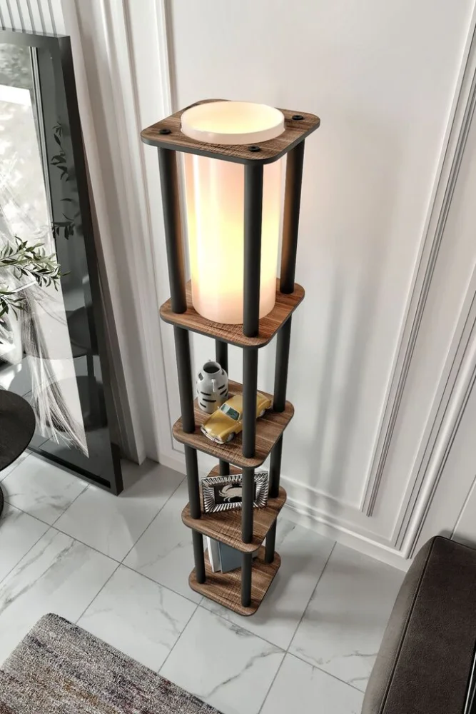 Opviq Podna lampa Estantes Square, 150 cm, Smeđa
