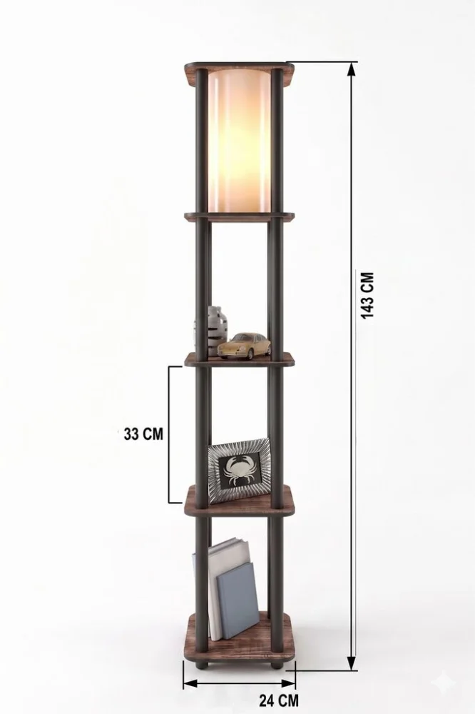 Opviq Podna lampa Estantes Square, 150 cm, Smeđa